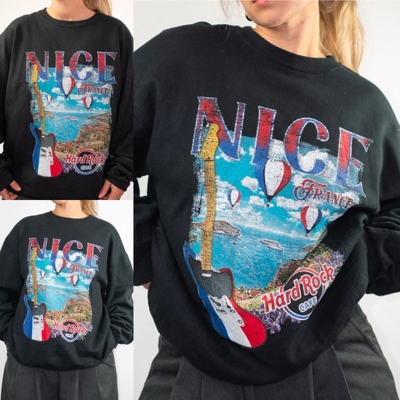 NWT PAC-SUN Unisex Nice France‎ Hard Rock Cafe Oversize Sweatshirt  Small NEW - Picture 1 of 13